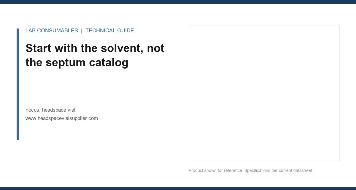 Start with the solvent, not the septum catalog
