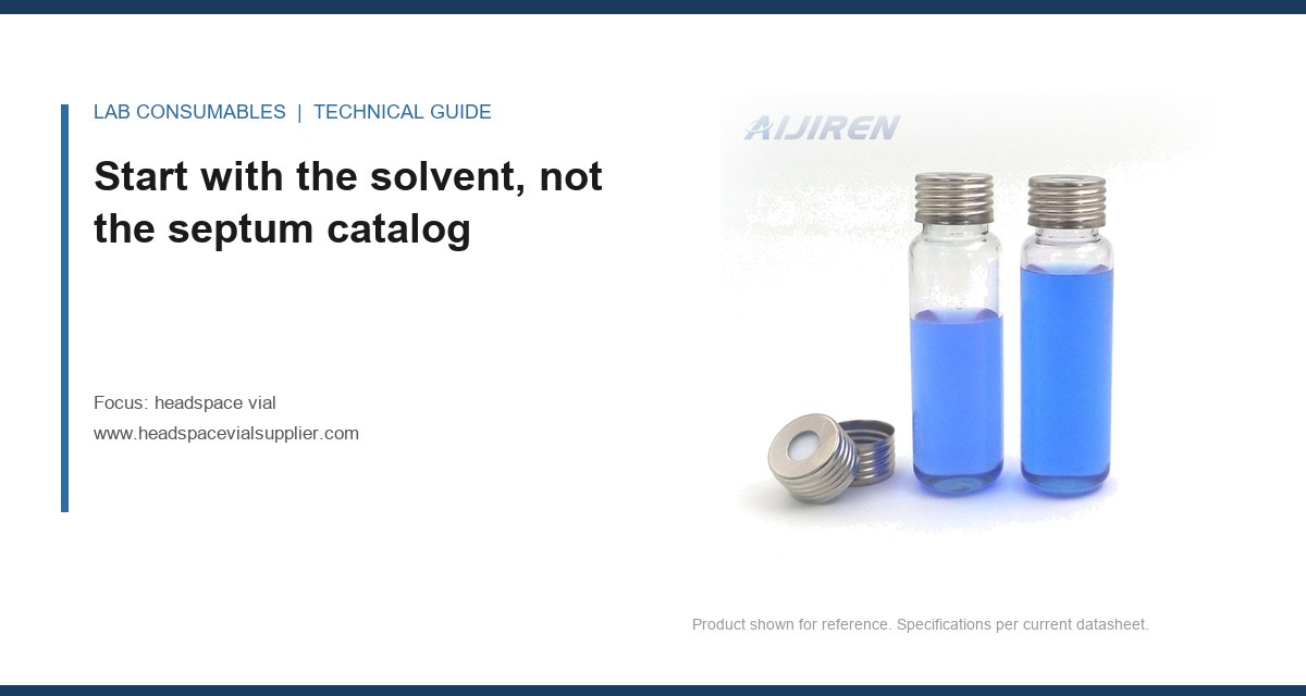 Start with the solvent, not the septum catalog